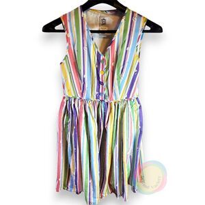 Disney Dress Shop Dapper Dans Dress M Main Street USA Pastel Stripe Pockets Midi